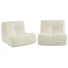 Image de 2 fauteuils chauffeuses bouclette texturée blanc