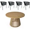 Image de Table intérieur/extérieur acacia 4 fauteuils noir