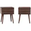 Image de 2 tables de chevet en décor bois rainuré noyer
