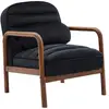 Image de Fauteuil bois d'hévéa teinté noyer velours noir