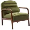 Image de Fauteuil bois d'hévéa teinté noyer velours kaki