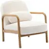 Image de Fauteuil scandinave arrondi bois, fausse fourrure