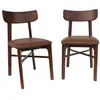 Image de Lot de 2 chaises bois d'hévéa et simili cuir marron