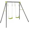 Image de Portique balançoire double en métal, 2 places, noir et vert
