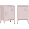 Image de Lot de 2 tables de chevet en acier 1 porte, rose