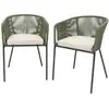 Image de 2 fauteuils de jardin, corde kaki, coussins beige
