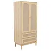 Image de Dressing penderie 2 portes 2 tiroirs cannage