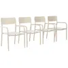 Image de Lot de 4 fauteuils de jardin empilables beige
