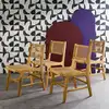 Image de Lot de 4 chaises de jardin, cannage et bois naturel