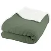 Image de Plaid sherpa et gaze de coton 130 x 170 cm kaki