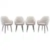 Image de Lot de 4 fauteuils velours et pieds métal, blanc cassé