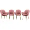 Image de Lot de 4 fauteuils velours et pieds métal, vieux rose