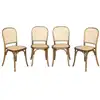 Image de Lot de 4 chaises vintage en bois et rotin, marron vieilli
