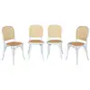 Image de Lot de 4 chaises vintage en bois et rotin, blanc