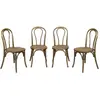 Image de Lot de 4 chaises vintage en bois avec assise en rotin, marron vieilli