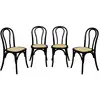 Image de Lot de 4 chaises vintage en bois avec assise en rotin, noir