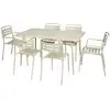 Image de Table de jardin pliante métal 2 fauteuils 4 chaises beige