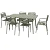 Image de Table de jardin pliante métal 2 fauteuils 4 chaises kaki
