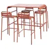 Image de Table haute de jardin terracotta, 4 chaises hautes en acier
