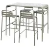 Image de Table haute de jardin kaki, 4 chaises hautes en acier