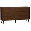 Image de Commode 6 tiroirs, décor strié noyer
