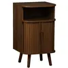 Image de Table de chevet 2 portes coulissantes + 1 niche noyer
