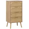 Image de Commode chiffonnier effet bois et cannage 4 tiroirs naturel