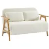 Image de Banquette canapé convertible 2 places bouclette texturée crème