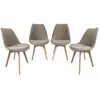 Image de Lot de 4 chaises scandinaves revêtement bouclette texturée taupe