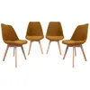 Image de Lot de 4 chaises scandinaves velours côtelé ocre