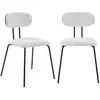 Image de Chaise décor bois courbé teinté noyer et tissu déperlant blanc (lot de