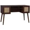Image de Bureau cannage et décor bois foncé avec 2 portes