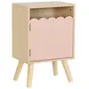 Image de Table de chevet enfant décor bois rose 1 porte, pieds bois de pin