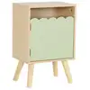 Image de Table de chevet enfant décor bois vert 1 porte, pieds bois de pin