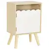 Image de Table de chevet enfant décor bois blanc 1 porte, pieds bois de pin