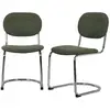 Image de Chaise cantilever arrondie métal, bouclette texturée kaki