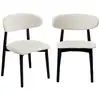 Image de Lot de 2 chaises en bois d'hévéa noir et tissu bouclette blanc crème