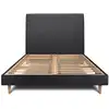 Image de Lit avec tête de lit tapissier tissu et sommier kit noir 200x200