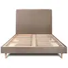 Image de Lit avec tête de lit tapissier velours et sommier kit taupe 140x190