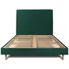 Image de Lit avec tête de lit tapissier velours et sommier kit vert 160x200