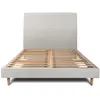 Image de Lit avec tête de lit tapissier velours et sommier kit gris clair 180x