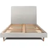 Image de Lit avec tête de lit tapissier velours et sommier kit gris clair 160x