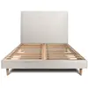 Image de Lit avec tête de lit tapissier bouclette et sommier kit beige clair 1