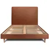 Image de Lit avec tête de lit tapissier bouclette et sommier kit terracotta 18