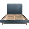 Image de Lit avec tête de lit tapissier bouclette et sommier kit bleu 160x200