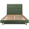 Image de Lit avec tête de lit lignes tissu et sommier kit vert kaki 140x200