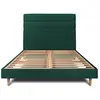Image de Lit avec tête de lit lignes velours et sommier kit vert 140x190