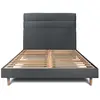 Image de Lit avec tête de lit lignes velours et sommier kit gris anthracite 14
