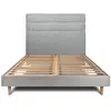 Image de Lit avec tête de lit lignes bouclette et sommier kit gris 200x200