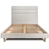 Image de Lit avec tête de lit lignes bouclette et sommier kit beige clair 180x